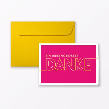 TYPOP 10-teiliges Set Dankeskarte „Dankeschön“ PINK Klappkarte A6 inkl. Umschläge gelb