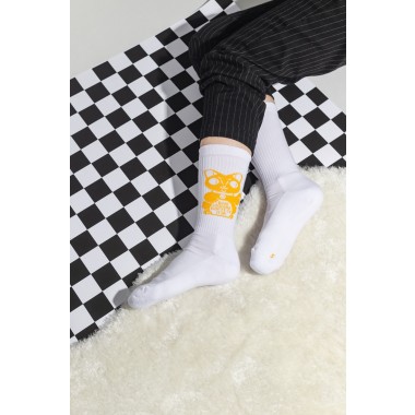Crew-Socken Lucky Cat in Gelb – Brunhilda