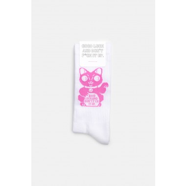 Crew-Socken Lucky Cat in Pink – Brunhilda