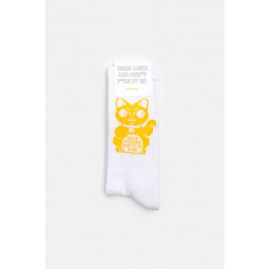 Crew-Socken Lucky Cat in Gelb – Brunhilda