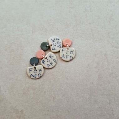 Skelini - Porzellan Ohrringe mit Handschrift - rosa