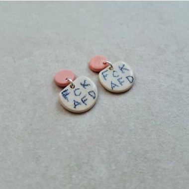 Skelini - Porzellan Ohrringe mit Handschrift - rosa