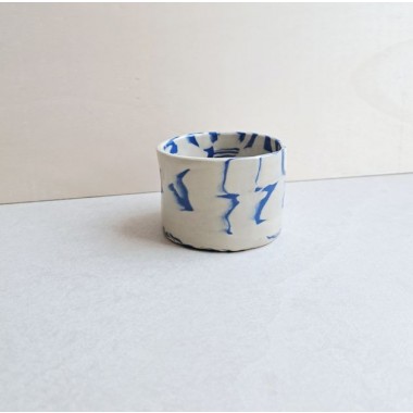 Skelini – Kaffeetasse aus Porzellan - blau-cremige