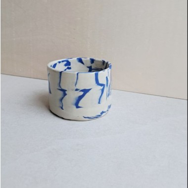 Skelini – Kaffeetasse aus Porzellan - blau-cremige