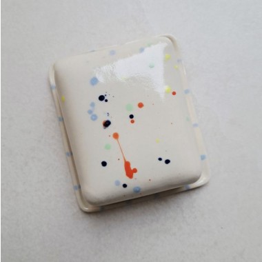 Skelini - Keramik Butterdose handgemacht hell blau und Konfetti