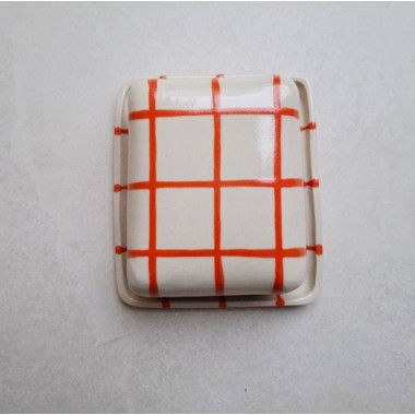 Skelini - Keramik Butterdose handgemacht orange
