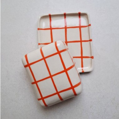 Skelini - Keramik Butterdose handgemacht orange