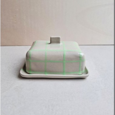 Skelini - Keramik Butterdose handgemacht grün