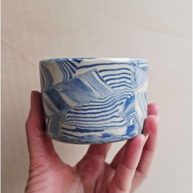 Skelini - Kaffeetasse aus Keramik - blau-cremige Farbkombination