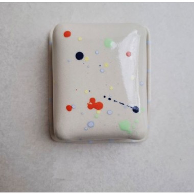 Skelini - Keramik Butterdose handgemacht bunt und hell blau