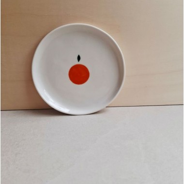 Skelini - Weißer Porzellanteller mit handbemalten Orangen - klein