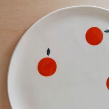 Skelini - Weißer Porzellanteller mit handbemalten Orangen