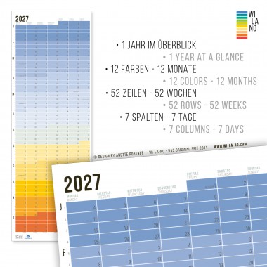 2027 Wandkalender „Blue Hour“ - Das Original von Wi-La-No | Jahresplaner | Beidseitig bedruckt | Limited Edition | 100% Recyclingpapier 
