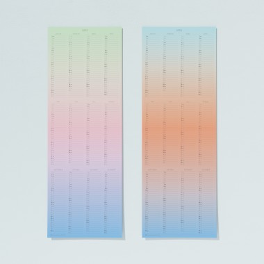 TEO Wandkalender 2023, Wendekalender Farbverlauf hellgrün-rosa-blau