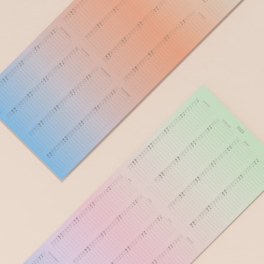 TEO Wandkalender 2023, Wendekalender Farbverlauf hellblau-rot-blau