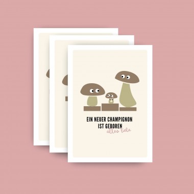 Geburt „Champignon ist geboren“ / Postkarte A6 3er-Set / issgut