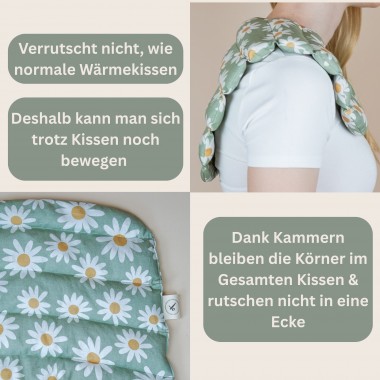 Nackenkissen mit Bio-Dinkel gefüllt "Daisy Matcha" – Tochter von Walter