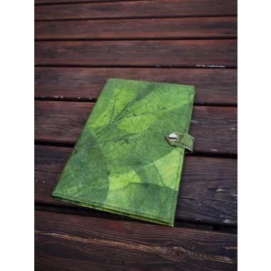 1 x Notizbuch A5 unliniert, Nachhaltiges Journal aus echten Blättern, Tagebuch Blanko, Eco Friendly Sketchbook in grün, Geschenk für Sie & Ihn