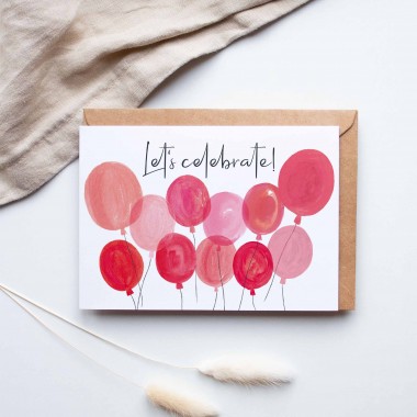 Paperlandscape | Faltkarte | Luftballons | Let's celebrate | Geburtstagskarte