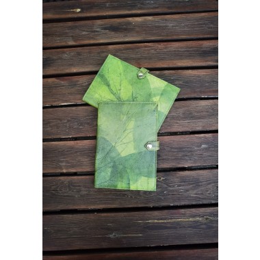 1 x Notizbuch A5 unliniert, Nachhaltiges Journal aus echten Blättern, Tagebuch Blanko, Eco Friendly Sketchbook in grün, Geschenk für Sie & Ihn