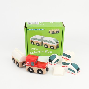 Mein Kreativ Zug - Eisenbahnen ICE oder REGIO zum selber bauen. Kompatibel zu großen Klemmbausteinen und Holzschienen. Von Neue Freunde.