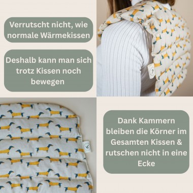 Nackenkissen mit Bio-Dinkelkernfüllung "Dackel" – Tochter von Walter