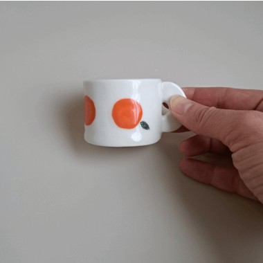 Skelini - Espressotasse handgemacht aus Porzellan mit Orangen (Unikat)