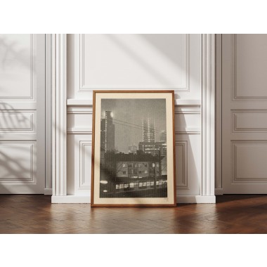 A3 - Filmfotografie Risoprint - Motiv: Frankfurt am Main Skyline bei Nacht - Vitja Photo Prints