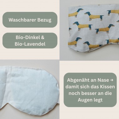 2. Yoga Augenkissen „Dackel" mit Bio Dinkel – für Meditation, Tiefenentspannung & Yoga, weicher Baumwollbezug - Tochter von Walter