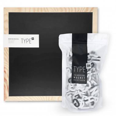 TYPE OH Set: Magnetische Kreidetafel & Moderne Magnetbuchstaben