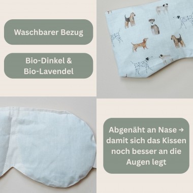 Meditationskissen für Augen – Bio Dinkel Lavendel Füllung, perfekt für Yoga & Entspannung „ Hundis“ - Tochter von Walter