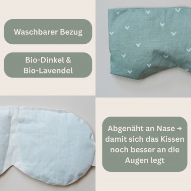 Yoga Augenkissen „Matcha" mit Bio Dinkel – für Meditation, Tiefenentspannung & Yoga, weicher Baumwollbezug - Tochter von Walter