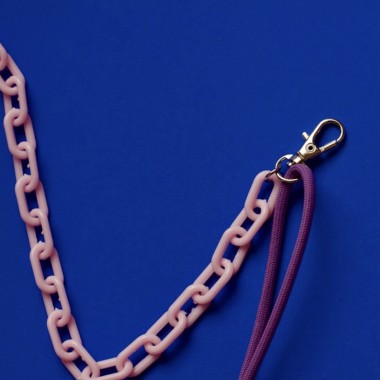 Verstellbare Kette – Acryl & Paracord (mit optionalem Handy-Halter) - Lila & Rosa – Pikto3000