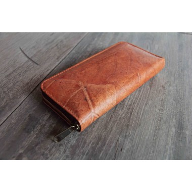 Portemonnaie aus recycelten Blättern / Nachhaltige vegane Brieftasche in orange - braun BY COPALA
