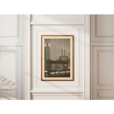 A3 - Filmfotografie Risoprint - Motiv: Frankfurt am Main Skyline bei Nacht - Vitja Photo Prints