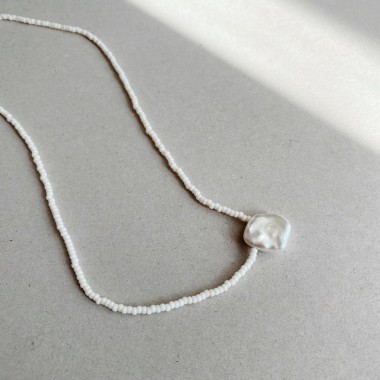 IDA PING JEWELRY // SWEET PEARL Halskette aus Miyuki Glasperlen und Süsswasserperle