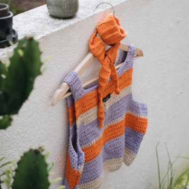'Sunset Stripes' Handgemachte Häkel-Tops von crroco studio