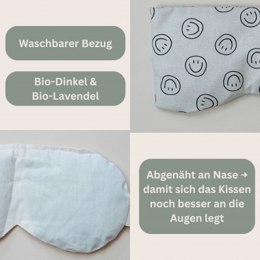 Augenkissen Yoga "Smiley" Bio Dinkel und Bio Lavendel gefüllt - Tochter von Walter