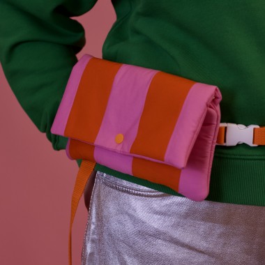 Puffer Bag – Handgemachte Streifen-Tasche in Orange & Pink
