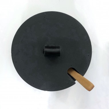 Beton-Zuckertopf mit Holzlöffel – Ledergriff Schwarz