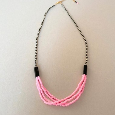 IDA PING JEWELRY // PINKY ZEBRA Halskette aus Miyuki Glasperlen