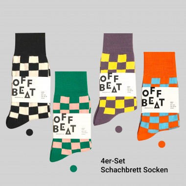 4er-Set Schachbrett Socken von Offbeat
