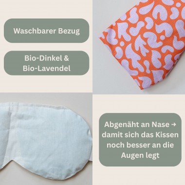 Augenkissen Yoga Bio Lavendel Dinkel „Pink Orange“ – für Meditation, Entspannung & Stressabbau, waschbarer Baumwollbezug - Tochter von Walter