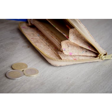 Kork Portemonnaie / Brieftasche mit Farb-Akzenten und Zipper BY COPALA