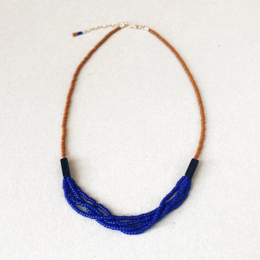 IDA PING JEWELRY // COBALT BLUE Halskette aus Miyuki Glasperlen und Onyx
