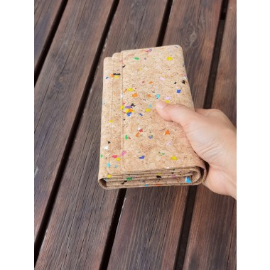Handgefertigte dreifache Geldbörse, Premium Portemonnaie aus Kork, Geldbeutel Damen/ Herren, Brieftasche mit Kartenfächern