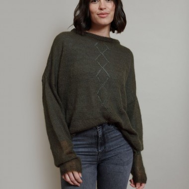 Mohair Pullover RIKKI mit Ajourmuster (dunkelbraun) von wildes.