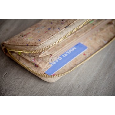 Kork Portemonnaie / Brieftasche mit Farb-Akzenten und Zipper BY COPALA