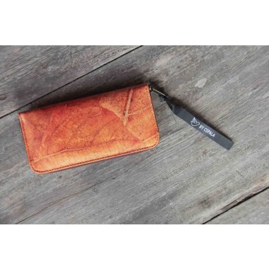 Portemonnaie aus recycelten Blättern / Nachhaltige vegane Brieftasche in orange - braun BY COPALA