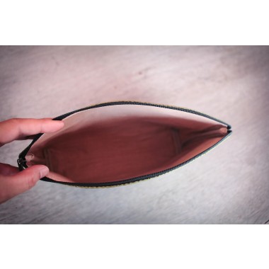 Kosmetiktasche aus Blattleder | Kulturbeutel Damen | nachhaltige Kulturtasche Herren | Schminktasche | ausgefallenes Hochzeitsgeschenk in grün